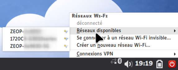 Liste des réseaux Wi-Fi disponibles dans le panneau de connexion Apprendys