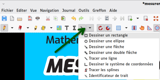 Menu déroulant du stylo avec l'option Tracer une ligne droite